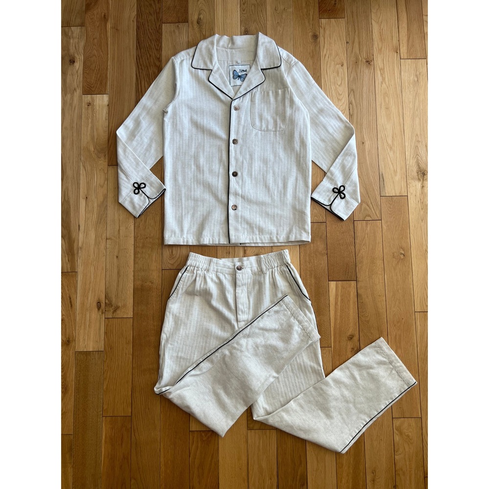 P. Le Moult Pyjama Set Natural Cotton Button Up Long Sleeve Unisex Size 1 or S